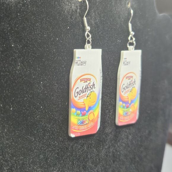 Drop Dangle Pierced Earrings Goldfish Colors Crackers Costume Jewelry Novelty - Picture 6 of 13